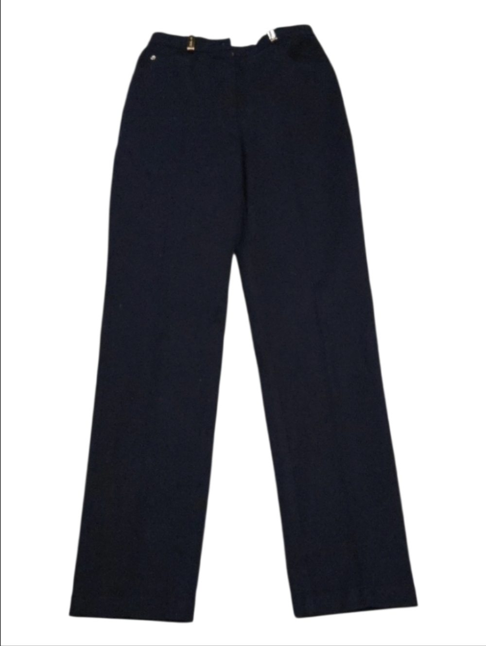 St. John Vintage Navy Pants with Gold Logo Accents